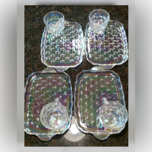 Federal-Vintage Iridescent Glass Snack Plate Set of Four - Picture 5 of 5